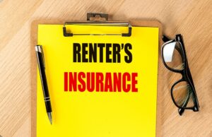 Avoid losing $40,000 like one landlord did. 3 Renters Insurance text on a paper with clipboard